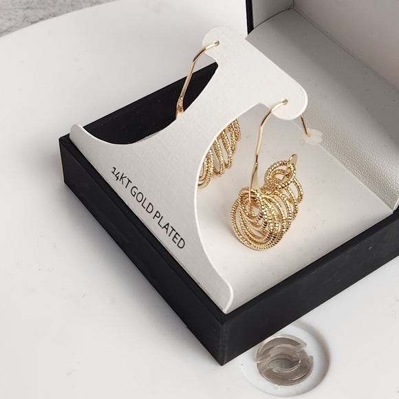 anabelle Jones 14kt Gold Plated Yellow Oval Link Drop Fancy Earrings - Picture 1 of 10